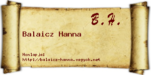 Balaicz Hanna névjegykártya
